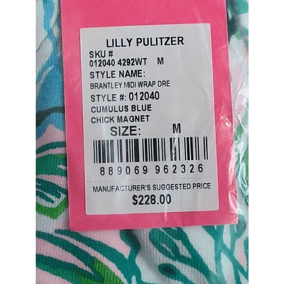 💙 LILLY PULITZER Brantley V-Neck Midi Wrap Dress SIZE M NEW WITH TAGS - Picture 5 of 15